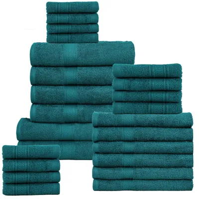 24-teiliges Handtuch-Set, 100% Baumwolle, türkis