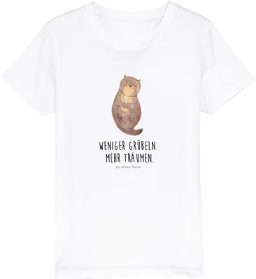 Produktbild von Mr. & Mrs. Panda Kleinkinder T-Shirt Otter Muschel 3-4 Jahre (98/104) - Weiß - Geschenk, Kinder Shirt, Kleinkind, Jungen, Kindershirt, Motivation, Optimistisch, Träumen