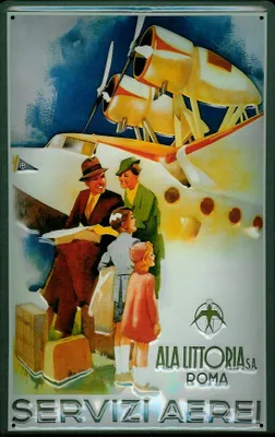 Produktbild von Blechschild Nostalgieschild Servizi Aerei Roma Italien Flugzeug