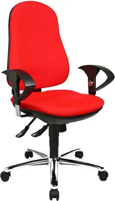 Produktbild von Topstar Bürostuhl Support ®Syncro Deluxe, 8559U G21 Stoff rot, Gestell chrom