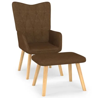Produktbild von Relaxsessel mit Hocker Braun Stoff