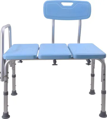 Zdjęcie produktu dla Siedzisko do wanny do przenoszenia z wanny lub prysznica, Linomag®, regulowana wysokość, z wymiennym oparciem (lewe/prawe) i uchwytem, jasnoniebieskie
