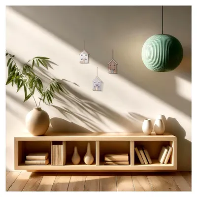 Produktbild von 3er-Set Holzaufhänger Deko-Häuser mit Jutekordel, Wanddekoration, vielseitig einsetzbar, geeignet als Geschenkidee für Zuhause