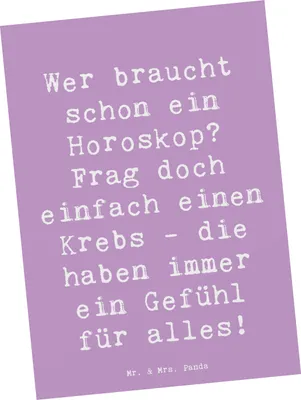 Produktbild von Mr. & Mrs. Panda Postkarte Spruch Krebs Gefühl - Lavendeltraum - Geschenk, Fotokarte, Geschenke Sternzeichen, Horoskop, Tierkreiszeichen, Inspiration, Postkarten