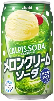 Produktbild von Calpis Melon Cream Soda (kohlensäurehaltiges Getränk) 350 ml – Asahi