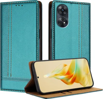 Produktbild von Handyhülle für OPPO Reno8 T 4G Leder Flip Klappbare Schutzhülle mit Standfunktion Grün