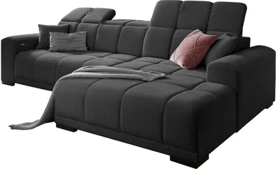Produktbild von Ecksofa - 301 x 195 cm - Schwarz - Webstoff - elektr. Sitztiefenverstellung