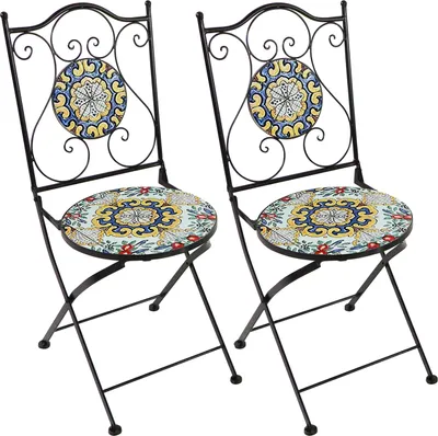 Image de Axi Amélie 2 Chaises Bistrot, Multicouleurs, Pliantes | Salon De Jardin Bistrot, Chaises De Jardin Mosaique Pour Extérieur/Balcon/Terrasse