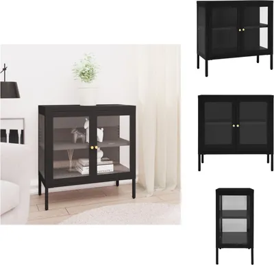 Image de vidaXL Sideboard Noir 70x35x70 cm Acier et verre - Sideboards