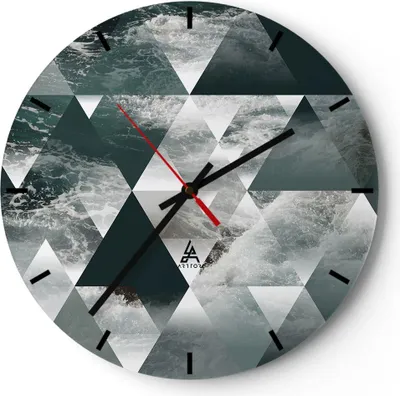 Produktbild von Wanduhr - Rund - Glasuhr - Abstraktion modern - 30x30cm - Schleichendes Uhrwerk - Lautlos - zum Aufhängen bereit - Dekoration Modern - Wanddekoration aus Glas - C3AR30x30-3421