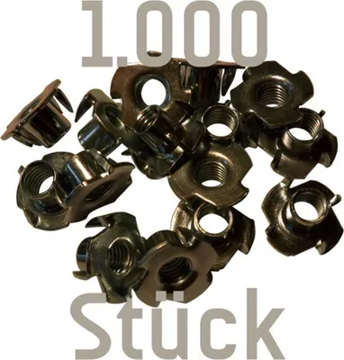 1000 Einschlagmuttern M10 für Kletterwandbau; Hersteller Kletterbude; metallisch; für Klettergriffe geeignet.
