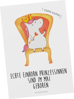 Produktbild von Mr. & Mrs. Panda Postkarte Mai - Weiß - Geschenk, Ansichtskarte, Ansichtskarten, Unicorn, Prinzessin, Einhorn, Postkarten, Geburtstagsgeschenk, Grußkarte, Fotokarte