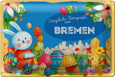 Produktbild von Blechschild Ostern Ostergrüße 30x20cm BREMEN