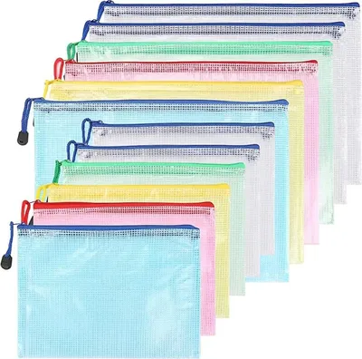 Produktbild von INF Kunststofftaschen mit Reißverschluss, 6 Stück A4- und 6 Stück A5-Dokumententaschen