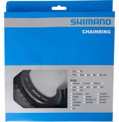 Produktbild von SHIMANO Kettenblatt 105 FC-R7000 52 Zähne Schwarz - präzise Schaltperformance...