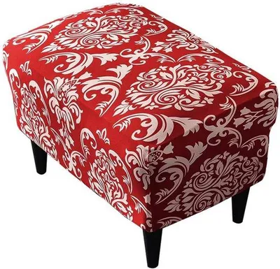 Productafbeelding van Ibenzoa® Stretch-hoes voor rechthoekige poef, afmetingen 60x40x44 cm – Microvezel (92% polyester, 8% elastaan), barokprint, elastische rand