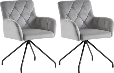 Produktbild von 2er Set Esszimmerstühle mit Rautenmuster,Gepolsterter Sessel mit 4 Metallbeinen,Wohnzimmerstuhl für Shlafzimmer,Arbeitzimmer,Lendenwirbelstütze,Samt,