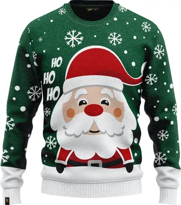 Obrázek produktu pro JAP Christmas Ošklivý vánoční svetr Santa Claus - 100% recyklovaný - Uni pro ženy i muže - Zelená - Velikost 5XL