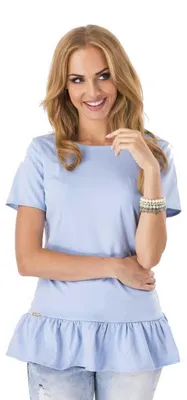 Produktbild von Longshirt Top Klassisch Elegant mit Rüschen ; Babyblau L/40