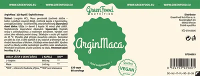 Produktbild von GreenFood Nutrition ArginMaca 120 Kapseln