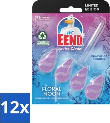 Obrázek produktu pro Toaletní kachna - Active Clean Floral Moon - toaletní blok - vůně: lotos, máta a cedrové dřevo - 38 gr - hodnotné balení - 12 kusů