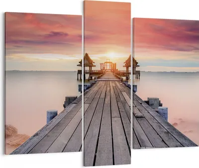 Produktbild von Bild auf Leinwand - Leinwandbild - 3 Teile - Brücke Holz Spaziergang - 95x80cm - Wand Bild - Wanddeko - Wandbilder - Leinwanddruck - Bilder - Wanddekoration - Leinwand bilder - Wandbild - CB95x80-4916