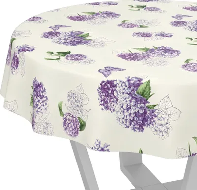 Produktbild von Tischdecke Fotoprint Flieder Blume Lila Rund 140cm Schnittkante Wachstuch abwaschbar
