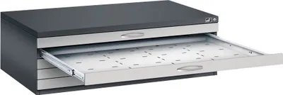 Produktbild von CP 7200 Planschrank schwarzgrau, weißaluminium 5 Schubladen 135,0 x 96,0 x 42,0 cm