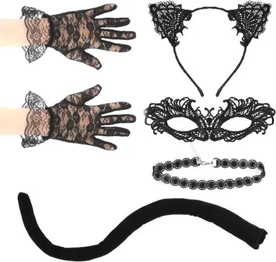 Produktbild von 5-teilige Frauen-Kostüm-Set Schwarz für Halloween