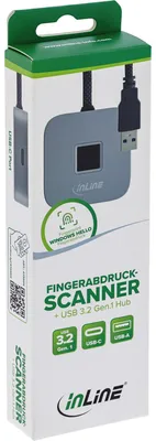 Image de Scanner d'empreintes digitales USB InLine®, avec concentrateur, compatible Windows Hello, longueur de câble 1,5 m, couleur noire
