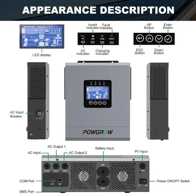 Produktbild von Hybrid-Wechselrichter 6500 W, 48 V – Zweifacher Ausgang – MPPT-Solar-Ladegerät
