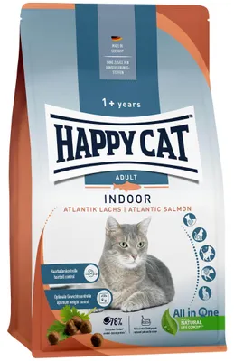 Produktbild von Happy Cat Indoor Adult Katzenfutter Lachs Wohnungskatze trocken, 1,3 kg