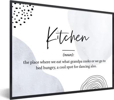 Produktbild von MuchoWow® Gerahmtes Poster Sprichwörter - Zitate - Küche - Definition Küche - Wörterbuch 80x60 cm - Poster mit Schwarzem Bilderrahmen Wandposter Rahmen Foto Bilder - Schwarzem - Mit Gestell