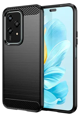 Produktbild von Für Honor 200 Lite Schockfeste Carbon Textur TPU Handy Tasche Cover Case Schwarz