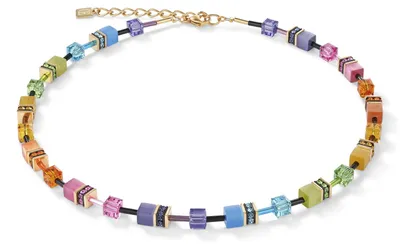 Produktbild von Coeur De Lion Damen Halskette 2838/10-1573 GeoCUBE® multicolor rainbow gold
