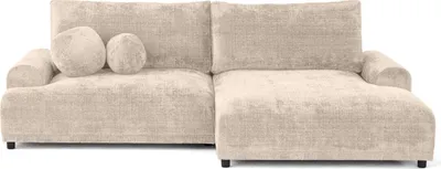 Image de Lisa Design Nelly - canapé d'angle droit 4 places convertible avec coffre en velours texturé , Beige
