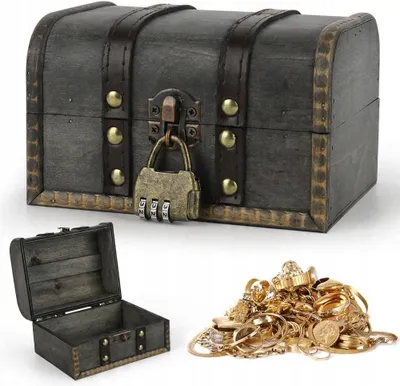 Produktbild von Piraten Schatzkiste Vintage Holz Aufbewahrungsbox Geschenk