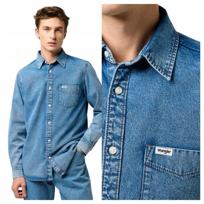 Immagine prodotto di Wrangler | Camicia da uomo, 1 tasca, colore blu denim "Indigo Valley", modello casual, taglia 3XL
