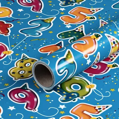 Produktbild von Geschenkpapier Zahlen, Blau, 0,70 x 10 m - Geburtstagspapier für Kinder