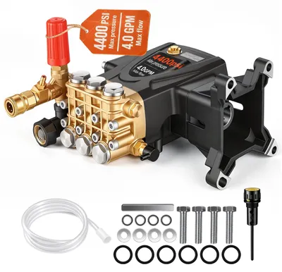 Produktbild von VEVOR Hochdruckreiniger Pumpe, 25,4 mm (1") Welle Horizontale Triplex Kolben, 276 bar (4000 PSI), 15 L/min (4,0 GPM), Ersatz Hochdruckreiniger Pumpen Kit mit 5 Düsen, Kompatibel mit Simpson MorFlex 40224, 40225, 40226, Santopren, 1 Zoll-e, 4400 PSI-a