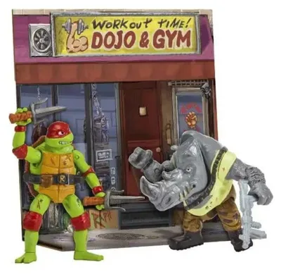 Produktbild von Teenage Mutant Ninja Turtles: Mutant Mayhem Battle Pack Actionfiguren Raphael vs. Rocksteady 11 cm