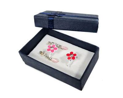 Produktbild von 10 x Schmucketuis Geschenkbox Schmuckkästchen für Kette Ringe Ohrstecker (dunkelblau)