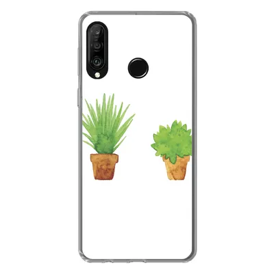 Produktbild von MuchoWow® Handyhülle Schutzhülle Hülle für Huawei P30 Lite Blumentopf - Aquarell - Pflanzen Silikon Softcase Handy Hülle - Handyhülle