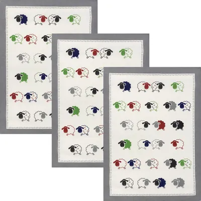 Produktbild von Kracht Geschirrtuch Schäfchen" 3er-Pack Schäfchen 50x70 cm"