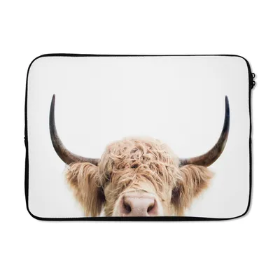 Produktbild von MuchoWow® Laptop Hülle 13 Zoll Kuh - Hörner - Tiere - Natur Laptoptasche - Laptophülle - Sleeve - Rundumschutz