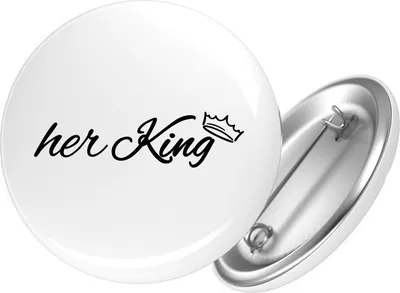 Produktbild von Huuraa Button her King Krone 25mm rund mit Sicherheitsnadel Ansteckbutton Geschenkidee