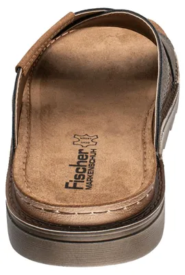 Produktbild von Fischer Herren Pantolette Kreuzriemen Patch 566660, Größe:44 EU, Farbe:Braun