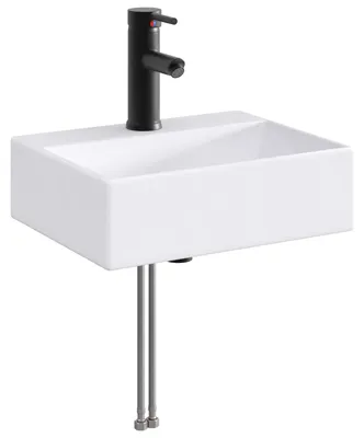 Produktbild von Waschbecken mit Wasserhahn und Abfluss Matt Schwarz