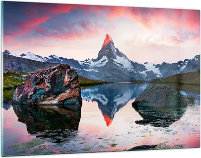 Produktbild von Bilder auf glas - Berge Felsen Wasser - 120x80cm - Glasbilder - Wandbilder - Kunstdruck - zum Aufhängen bereit - Wanddekoration aus Glas - Glas Bilder - Wandbild auf Glas - Einteilig - GAA120x80-3892