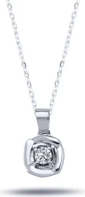 Produktbild von 0,13 Carat Diamant Anhänger Halskette 14 Karat Weißgold